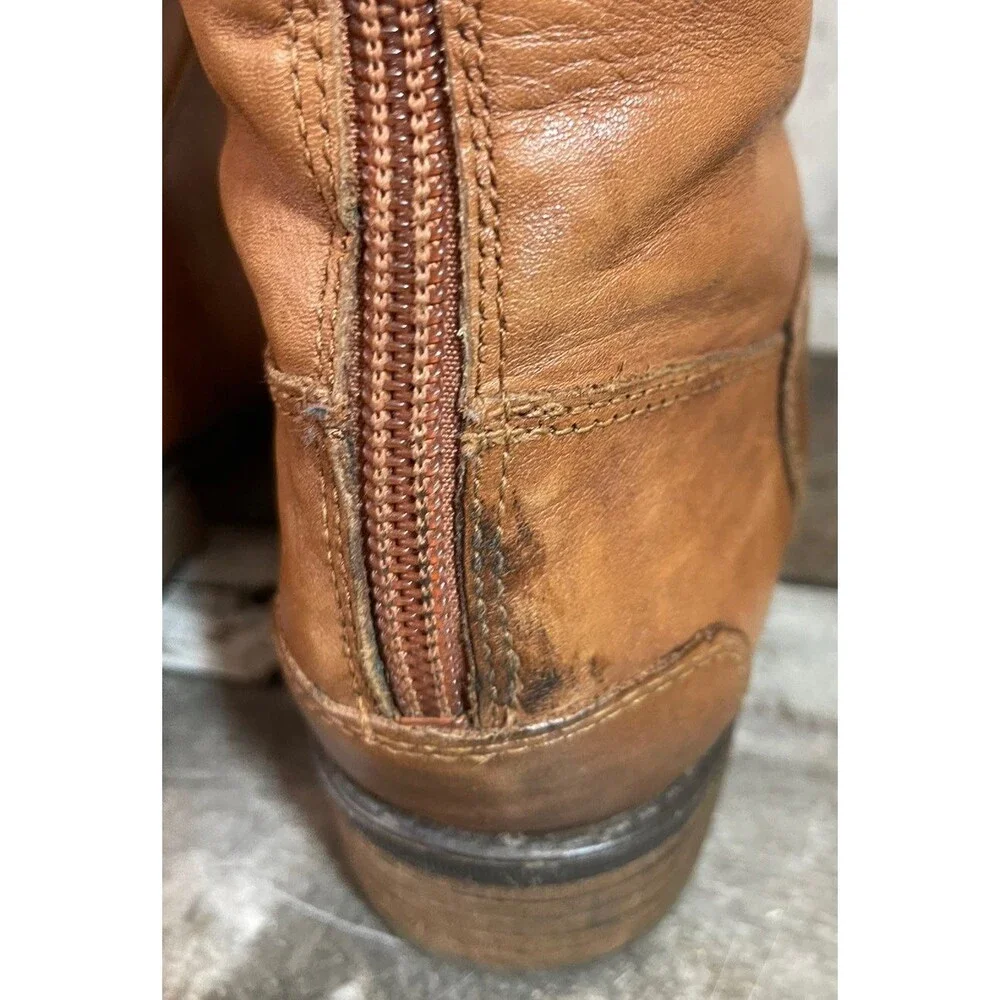 Sam Edelman Penny High Riding Boots Brown Leather Camel Whiskey Equestrian 8